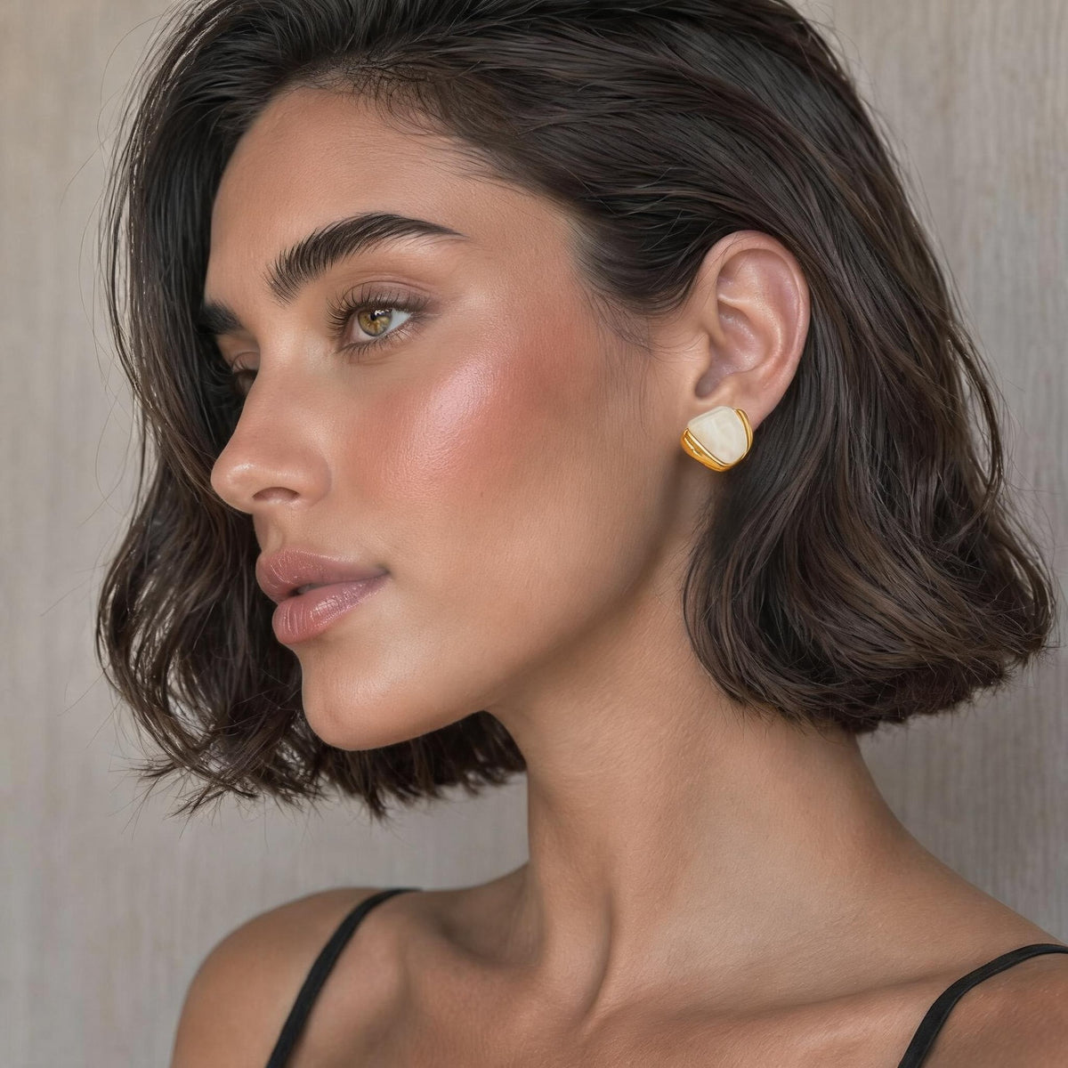 Minimalist Geometric Oval Stainless Steel PVD Plated Earrings for Women