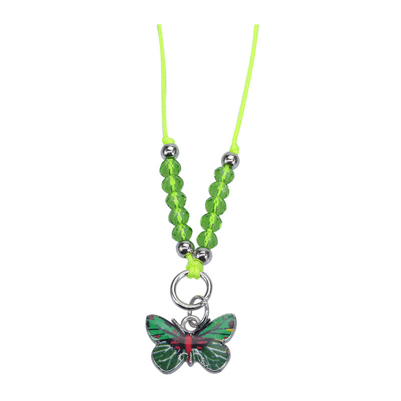 Sweet Colorful Crystal Butterfly Beaded Bracelet Silver Plated Unisex Hand Jewelry