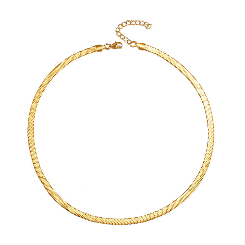 Hip-hop Minimalist Geometric Stainless Steel Plated Snake Chain Necklace with Titanium Steel Pendant for Women