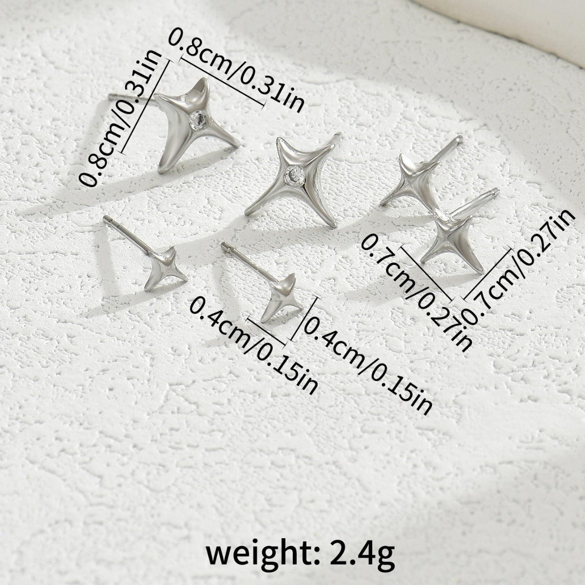 Dulces pendientes minimalistas de cobre en forma de estrella con incrustaciones de circonitas para mujer