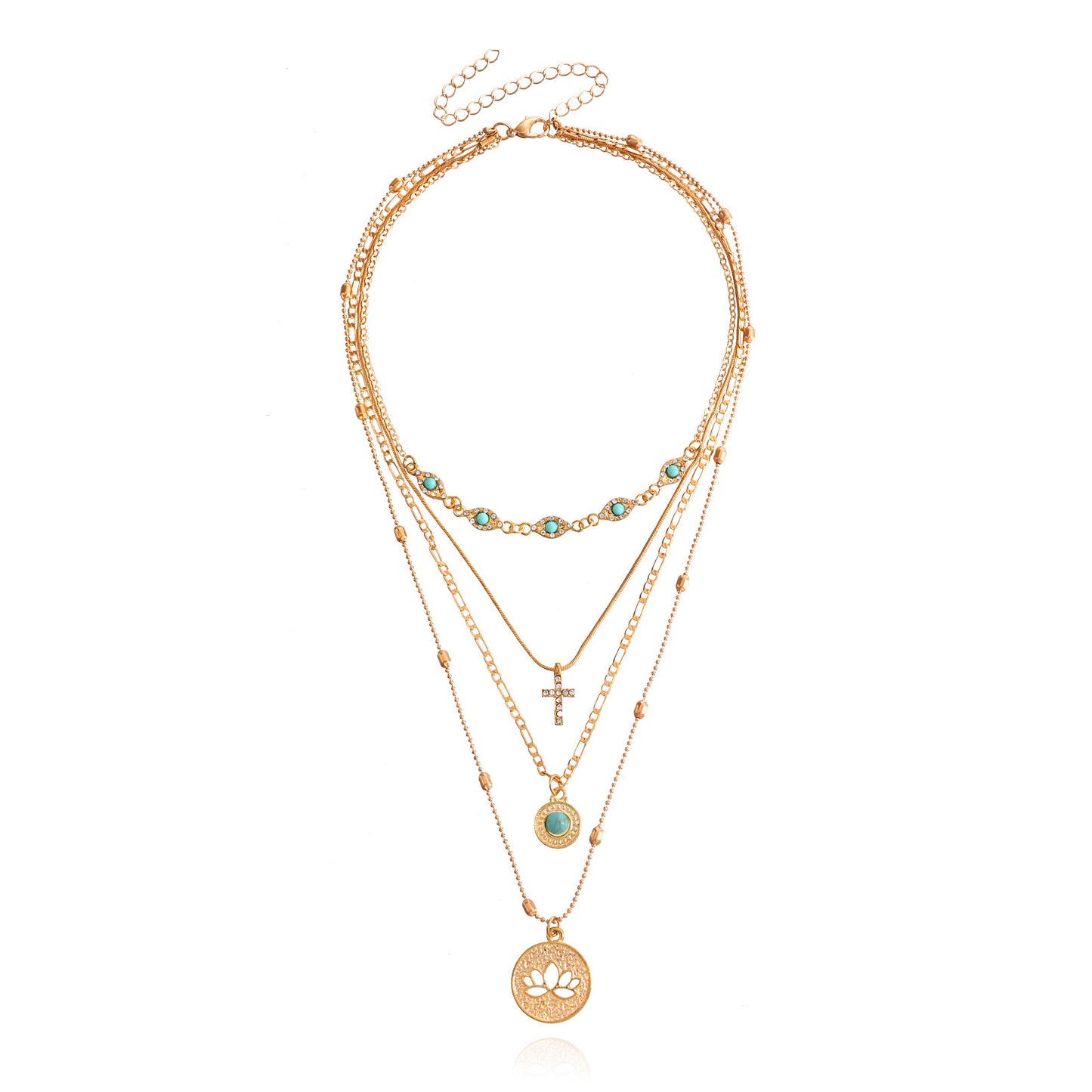 Fashion Inspired Hollow Flower Cross Pendant Necklace for Women with Alloy Construction and Electroplated Finish
