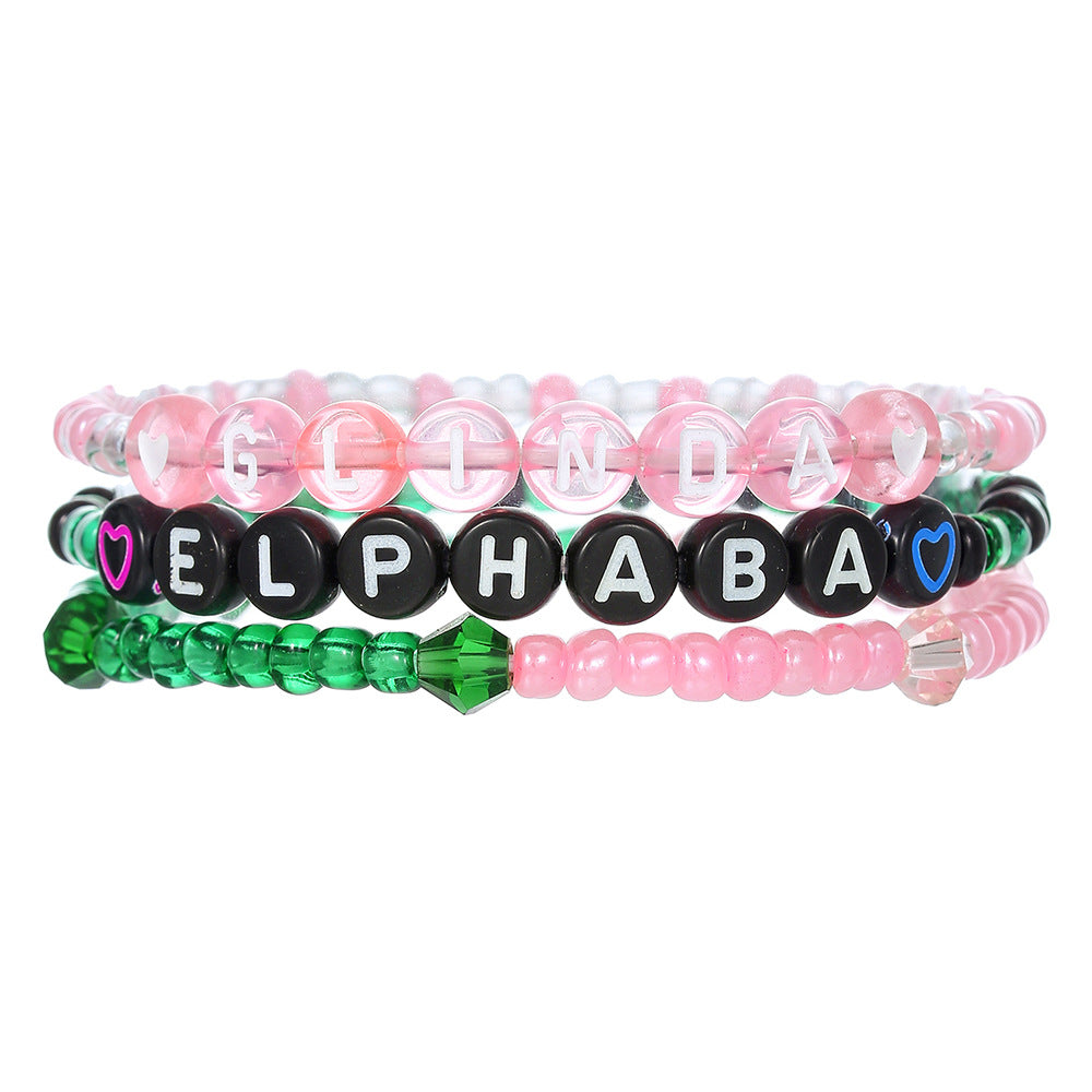 Streetwear Handmade Acrylic Letter Beaded Bracelet Unisex