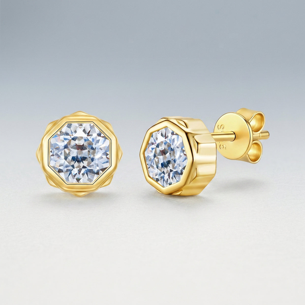 Minimalist Geometric 925 Sterling Silver Moissanite Stud Earrings for Women