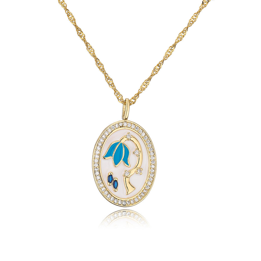 Collana pendente geometrica minimalista in rame smaltato da donna