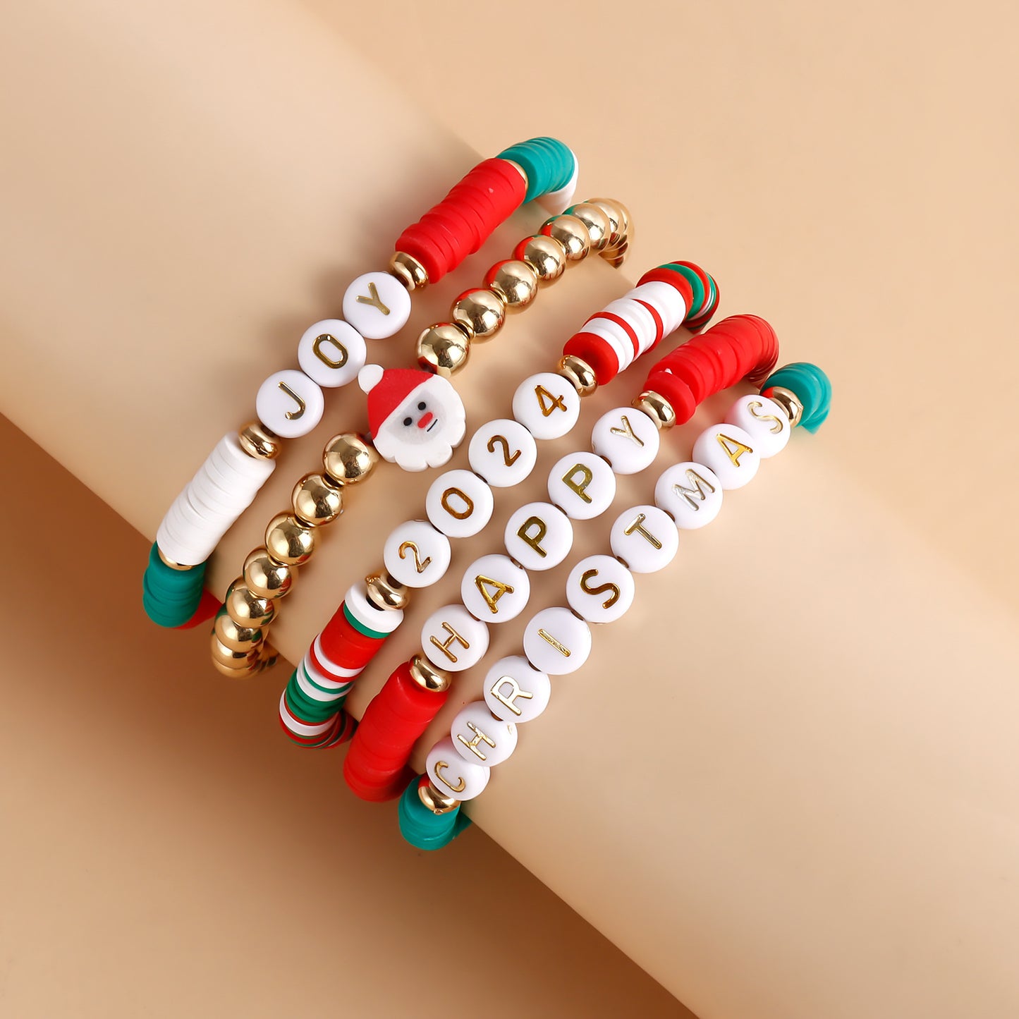 Geometric Alphabet Elastic Bracelet in Alloy with Electroplated Finish for Christmas and Anniversary Gifting