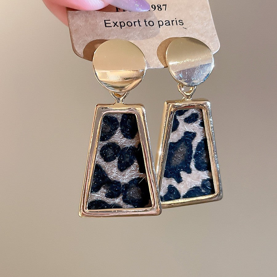 Orecchini pendenti in pelle geometrici minimalisti retrò con perni in argento sterling 925, finitura galvanizzata, da donna