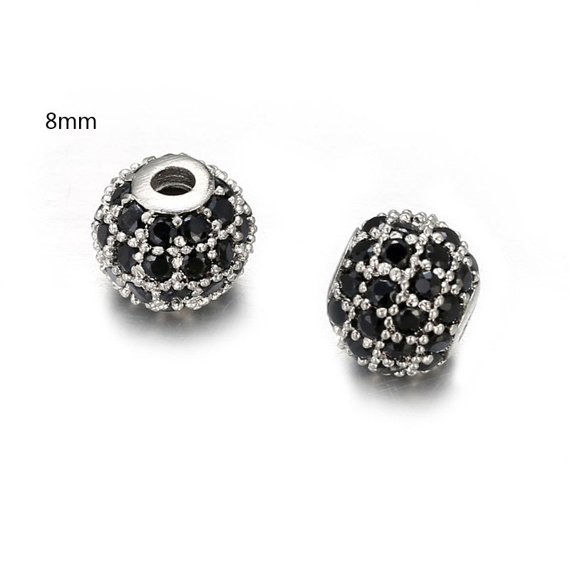 8mm Round Brass Cubic Zirconia Bead Pendant