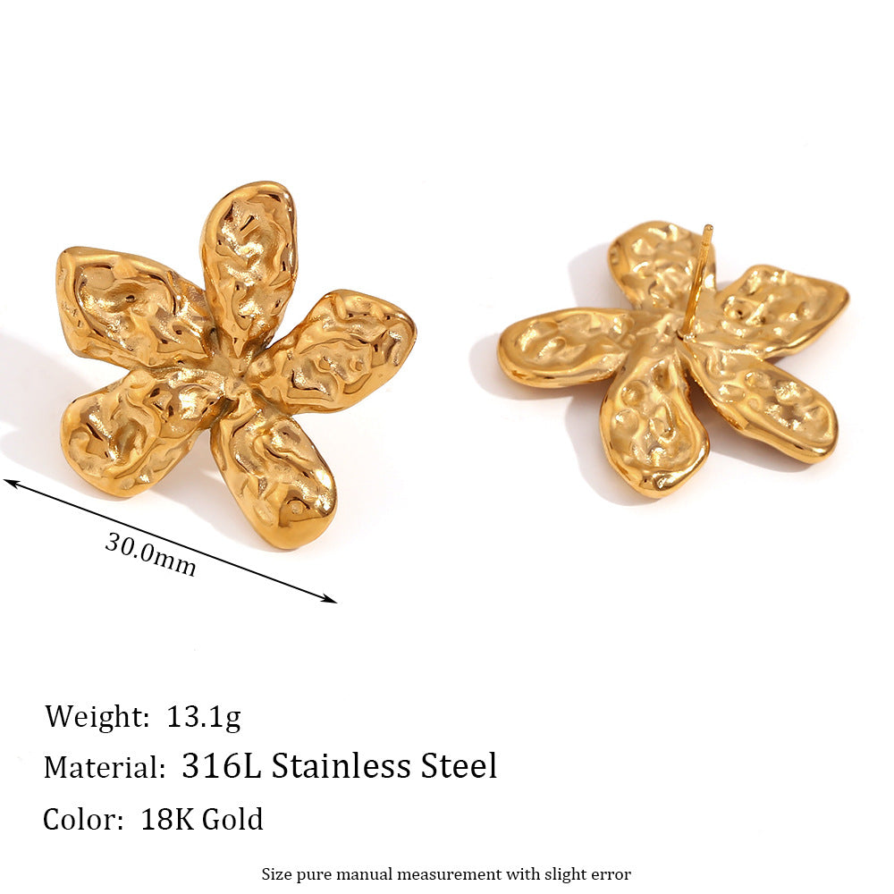 Vintage Geometric Stainless Steel Earrings with 18K Gold Plating for Women