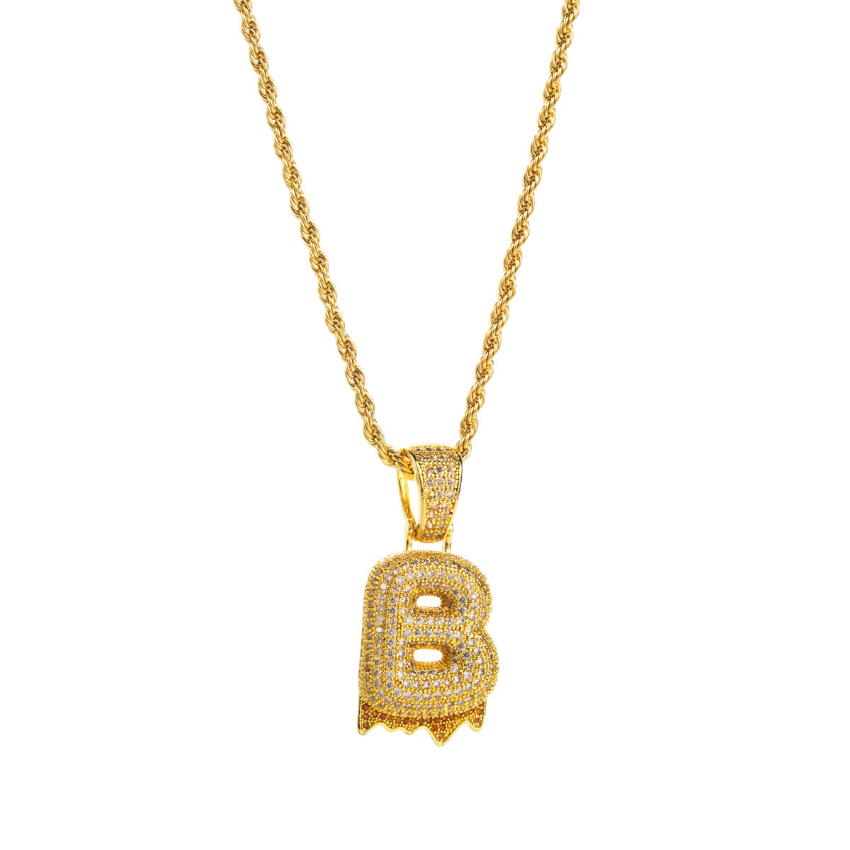Collana con ciondolo a lettera "Sweet-Edgy" da donna in ottone con intarsio in zirconi cubici su catena a clavicola