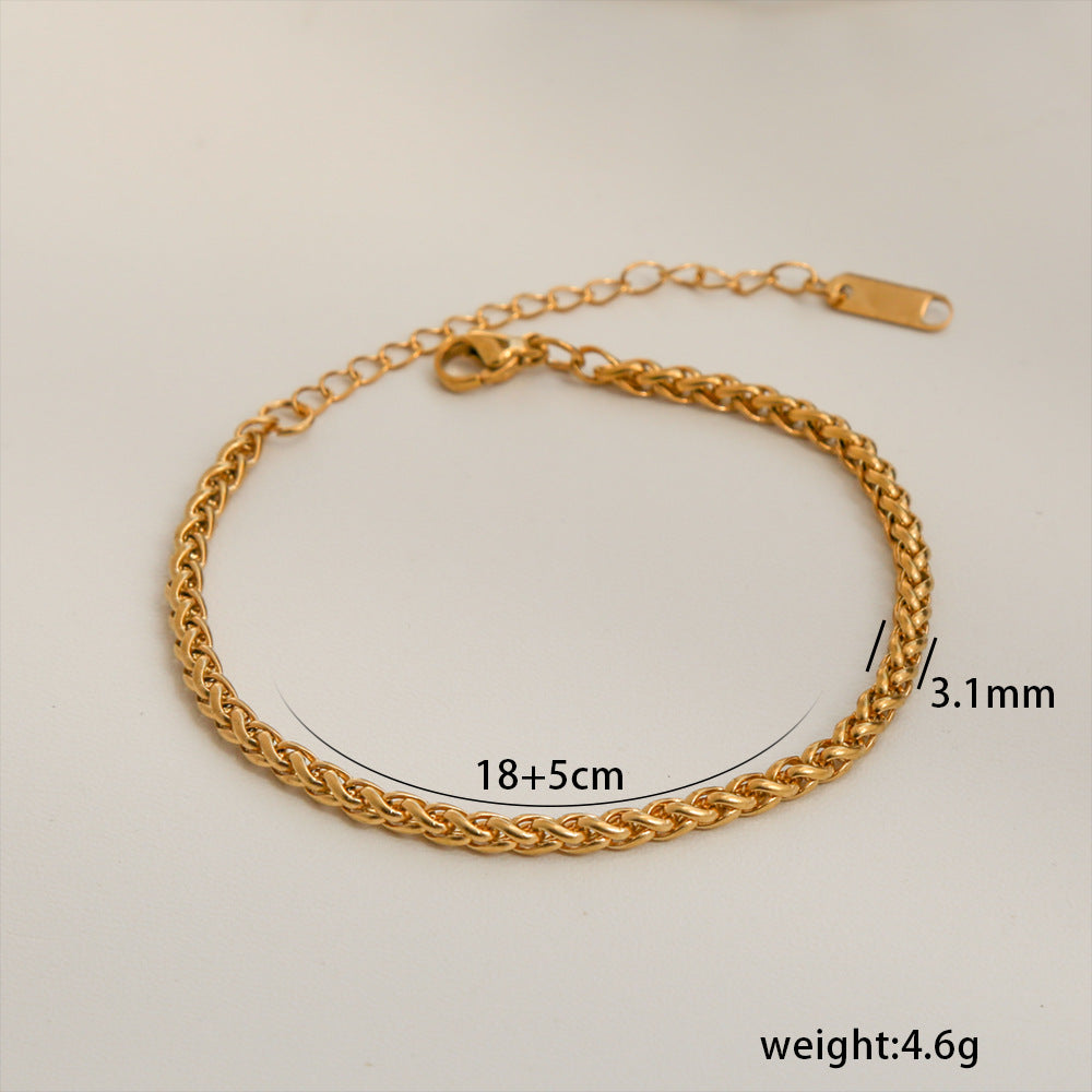 Bracciale da donna minimalista a rombi in acciaio al titanio con placcatura in oro 18 carati, accessorio di moda versatile