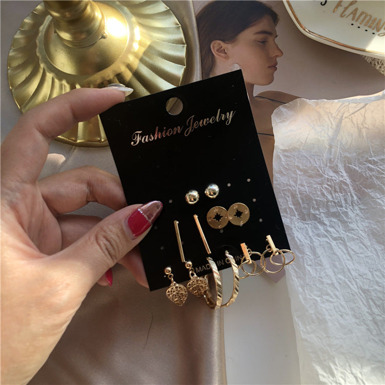 Minimalist Sweet Geometric Floral Micro-inlay Crystal Alloy Earrings for Women