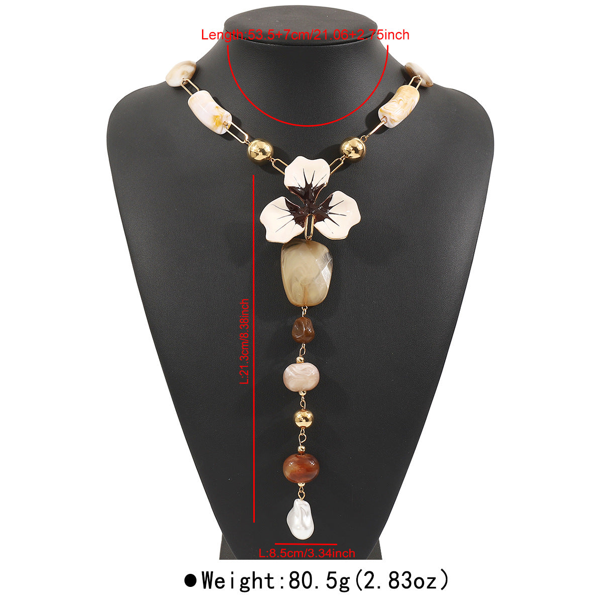 Collar en Y de estilo étnico con colgante floral, elaborado a mano con aleación y acetato, para mujer