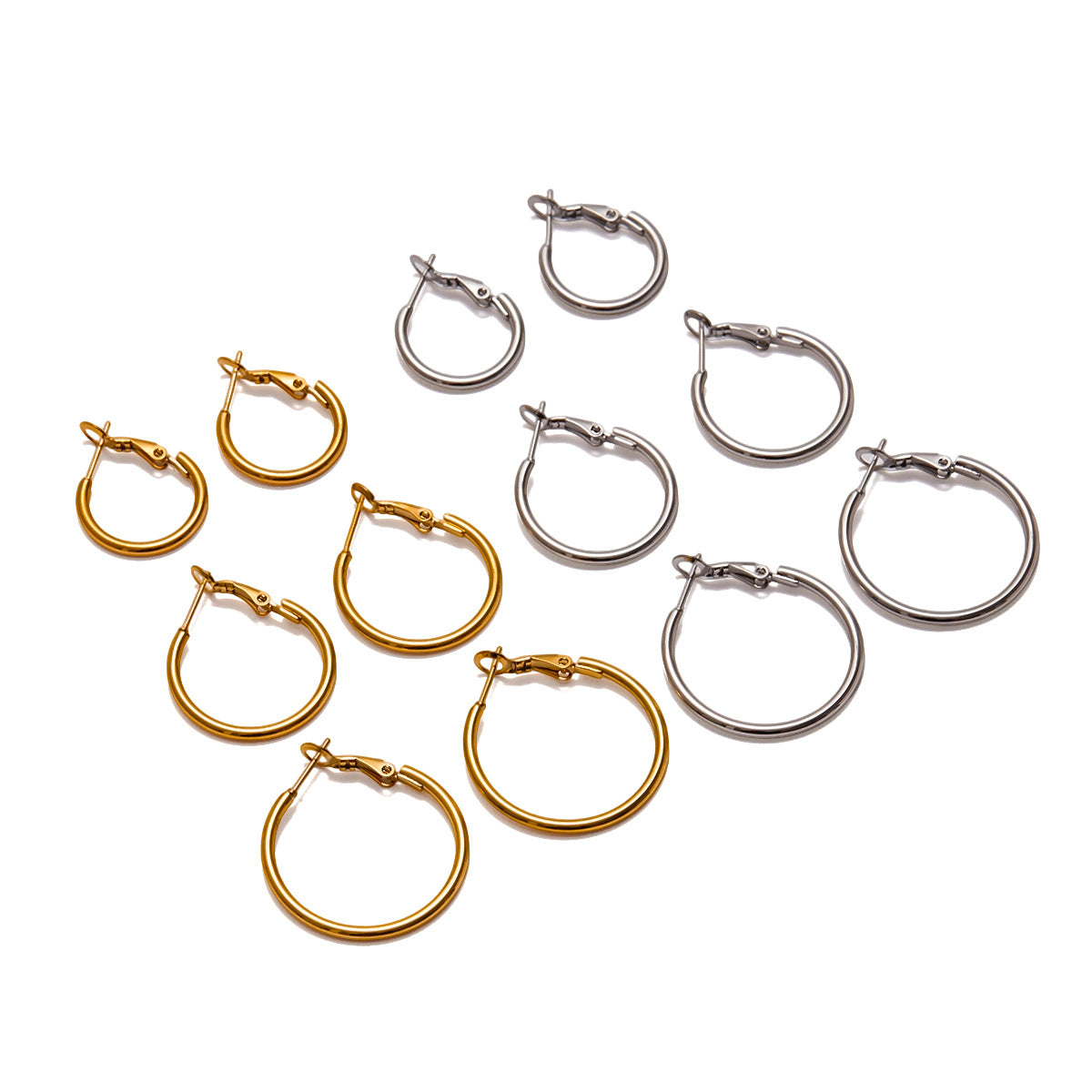 Orecchini a Cerchio Minimalisti Geometrici in Acciaio Inossidabile Placcato per Donna