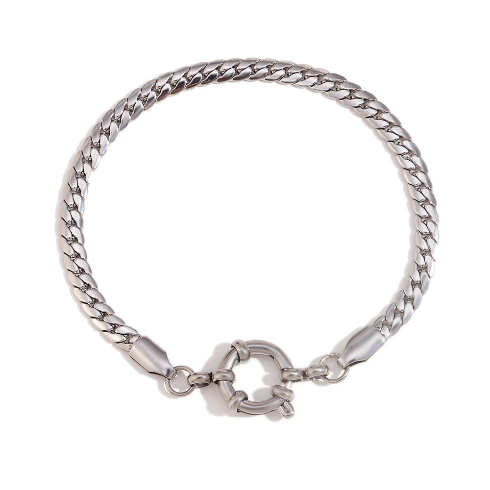Minimalist Geometric Stainless Steel Plated 18K Gold Blade Chain Bracelet with Spring Clip Closure