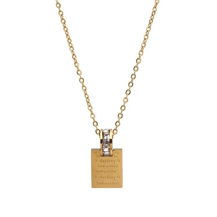 Minimalist Letter Pendant Titanium Steel Necklace for Women with Plated Finish, Delicate Clavicle Chain Design