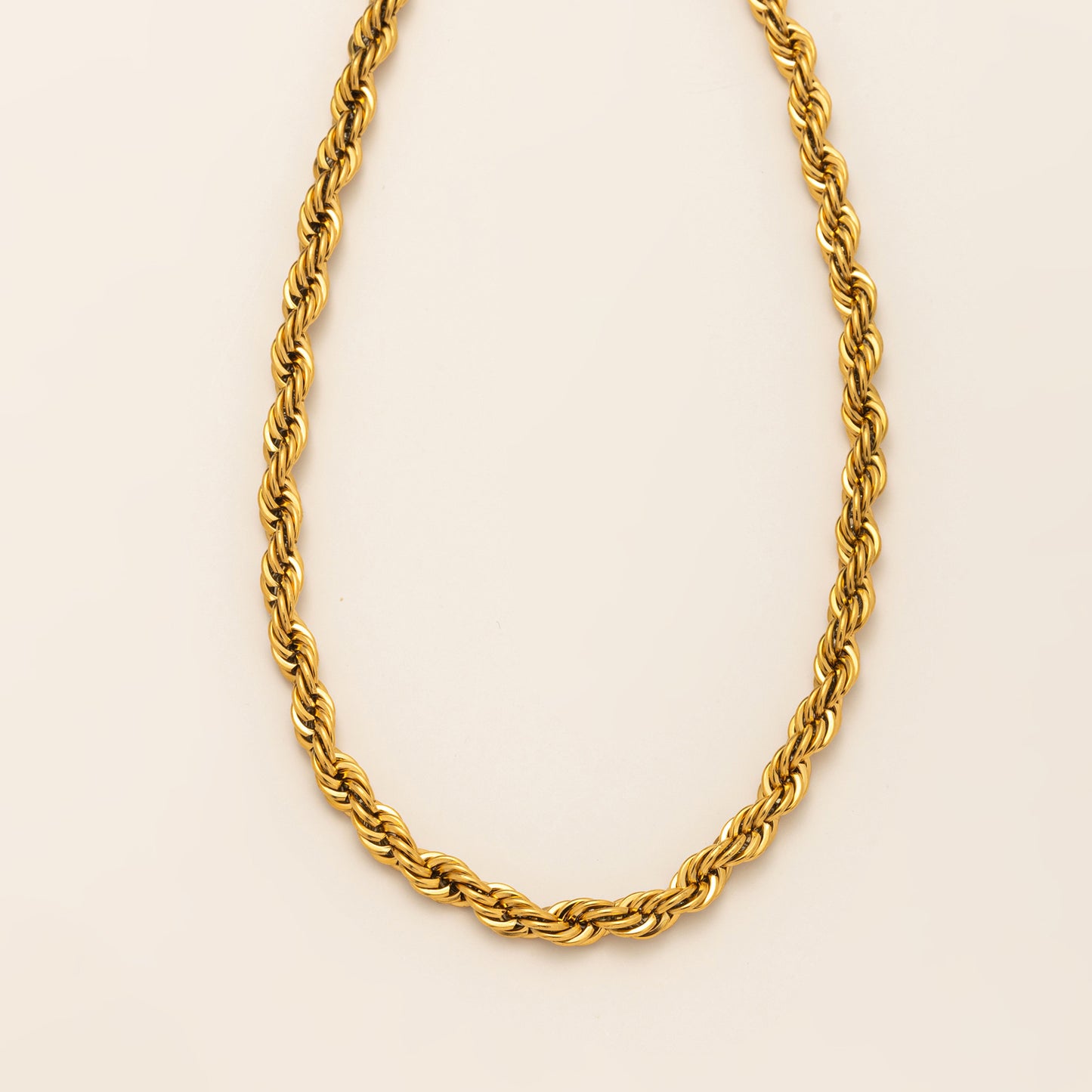 18K Gold Plated Stainless Steel Rope Chain Necklace with Heart Pendant
