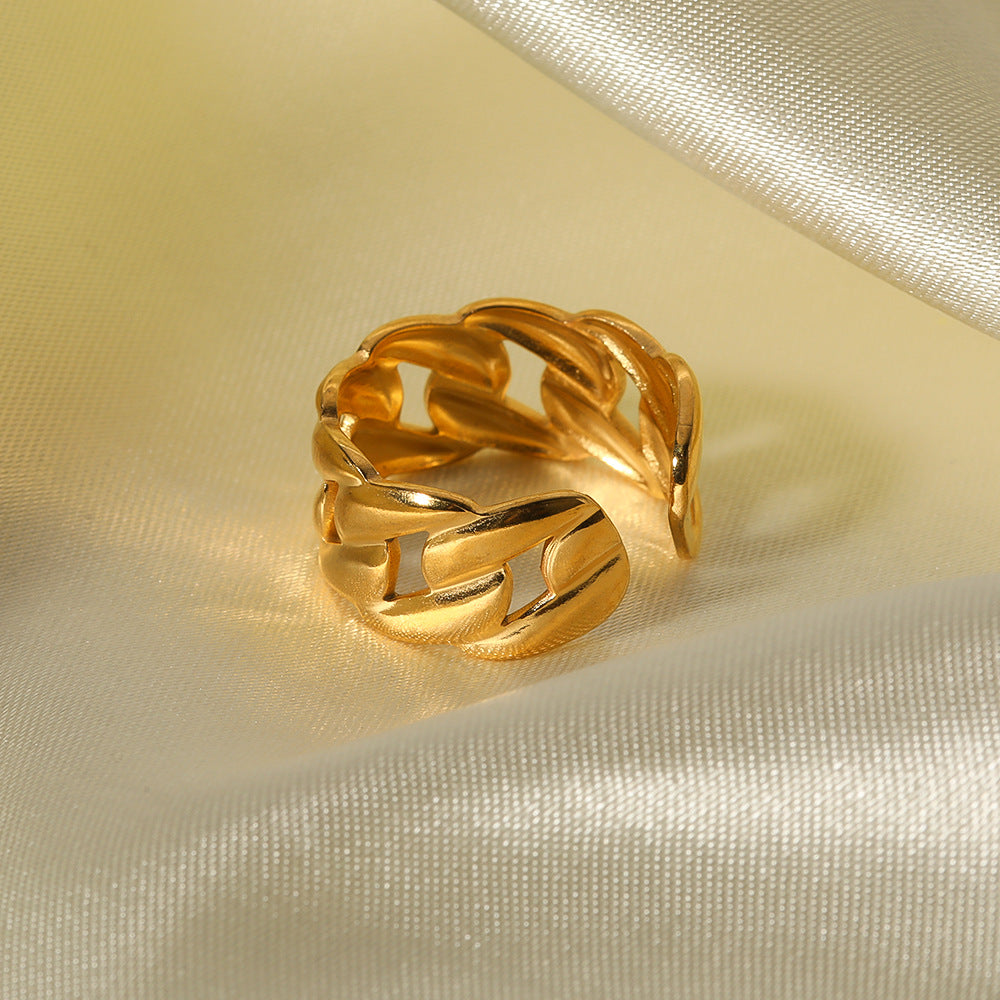 Anello Minimalista Geometrico in Acciaio Inossidabile Placcato Oro 18K Anello alla Moda Regolabile da Donna
