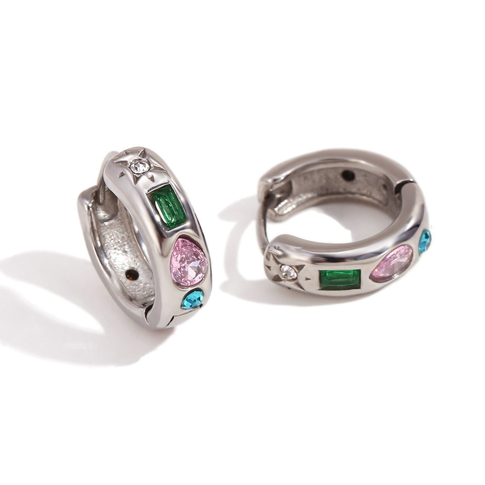 Orecchini a perno da donna Fashion OL minimalisti in acciaio inossidabile placcato oro 18K a forma di cuore, fiore e ventaglio