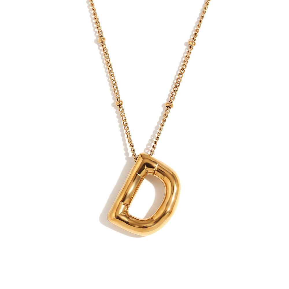 Fashionable Letter-Shaped Stainless Steel Pendant Necklace with 18K Gold Plating for Women