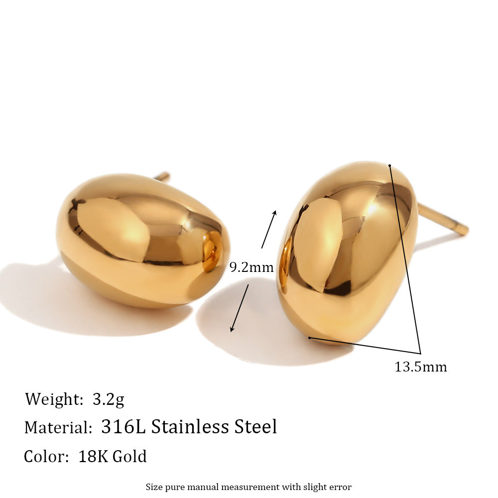 Minimalist Geometric Stainless Steel Earrings with 18K Gold Plating for Women