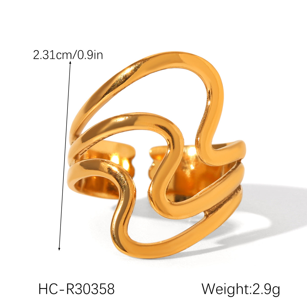 Minimalist Geometric Stainless Steel Ring with 18K Gold Plating for Women Titanium Steel Fade-Resistant Fashion Ring