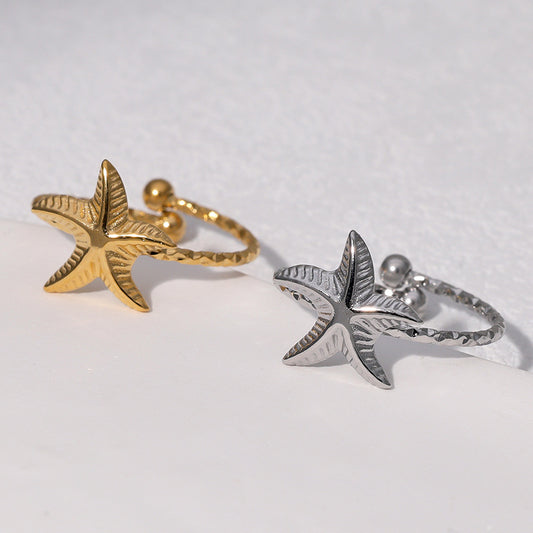 Anello Minimalista in Acciaio Inox a Forma di Stella con Placcatura in Oro 18K per Donna, Gioiello alla Moda da Ufficio