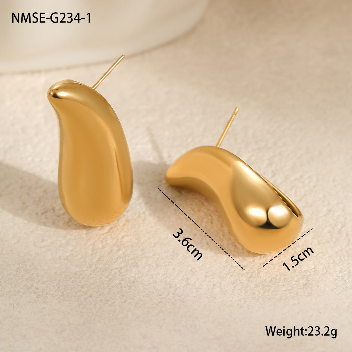 Orecchini da donna in acciaio inossidabile a forma geometrica irregolare con placcatura in oro 18K, stile industriale vintage