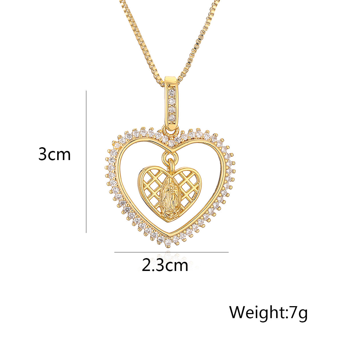 Minimalist Heart-Shaped Copper Pendant Necklace with Gold Plating and Zircon for Women