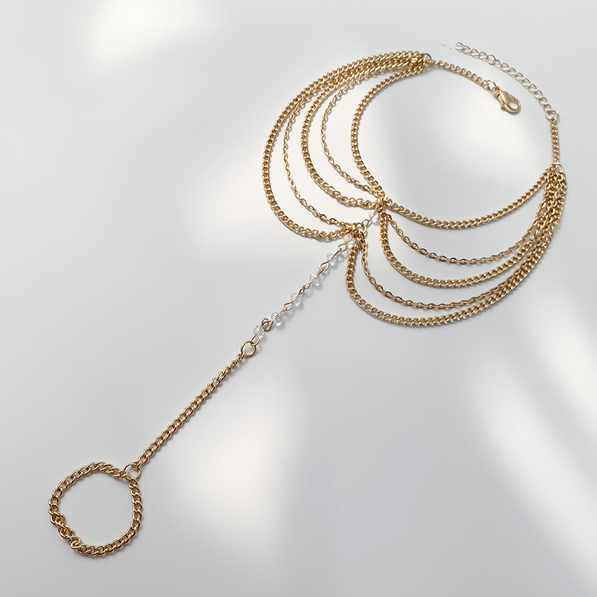 Tobillera geométrica de estilo étnico para mujer con borlas de resina y cadena de múltiples capas inspirada en la playa
