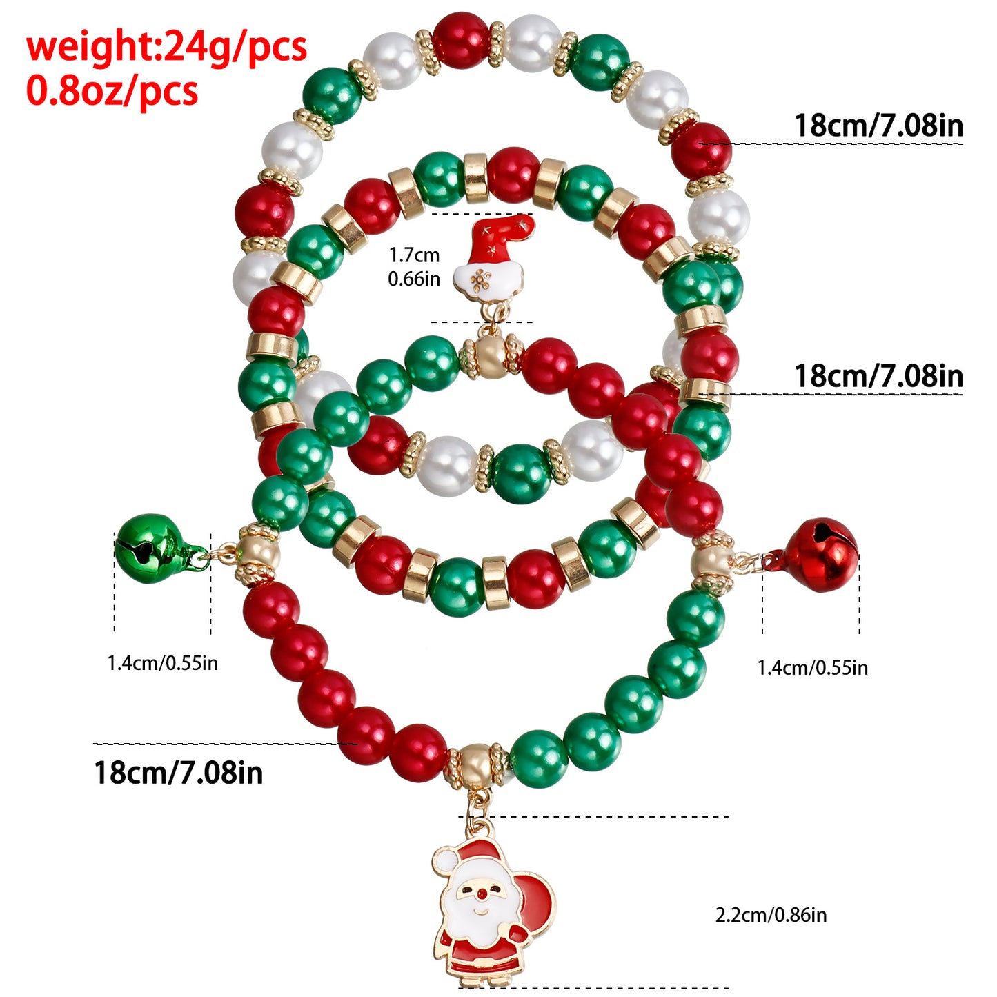 Geometric Acrylic Beaded Bracelet Set with Plated Finish for Christmas Holiday Gift