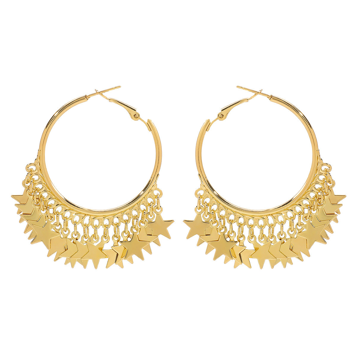 Orecchini a Cerchio in Metallo in Stile Vintage Geometrico con Nappe da Donna, Design a Disco in Ferro Elettroplaccato