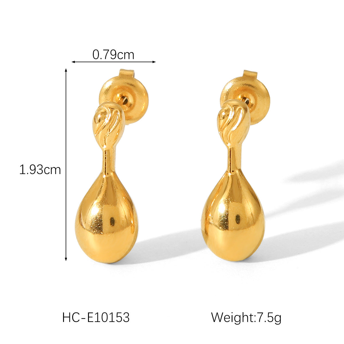 Orecchini da donna geometrici a goccia in acciaio al titanio placcato oro 18K in stile Fashion Ins