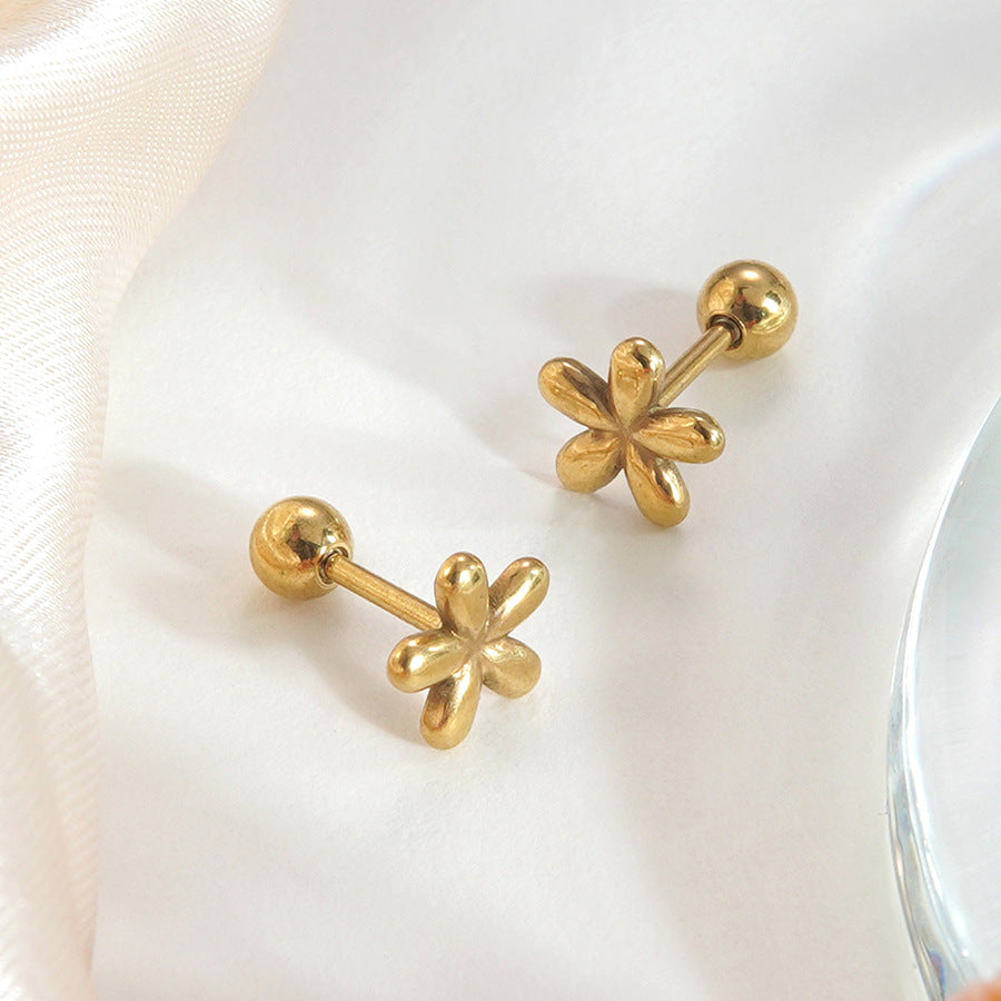 Eleganti Orecchini a Perno da Donna in Acciaio Inossidabile con Fiori