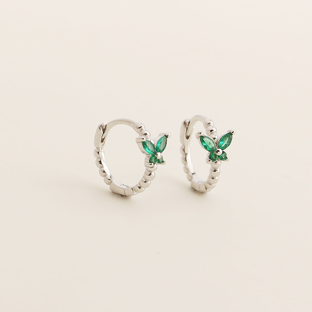 Pendientes de Plata de Ley 925 con Diseño de Mariposa de Estilo Vintage Francés y Incrustaciones de Pedrería para Mujer