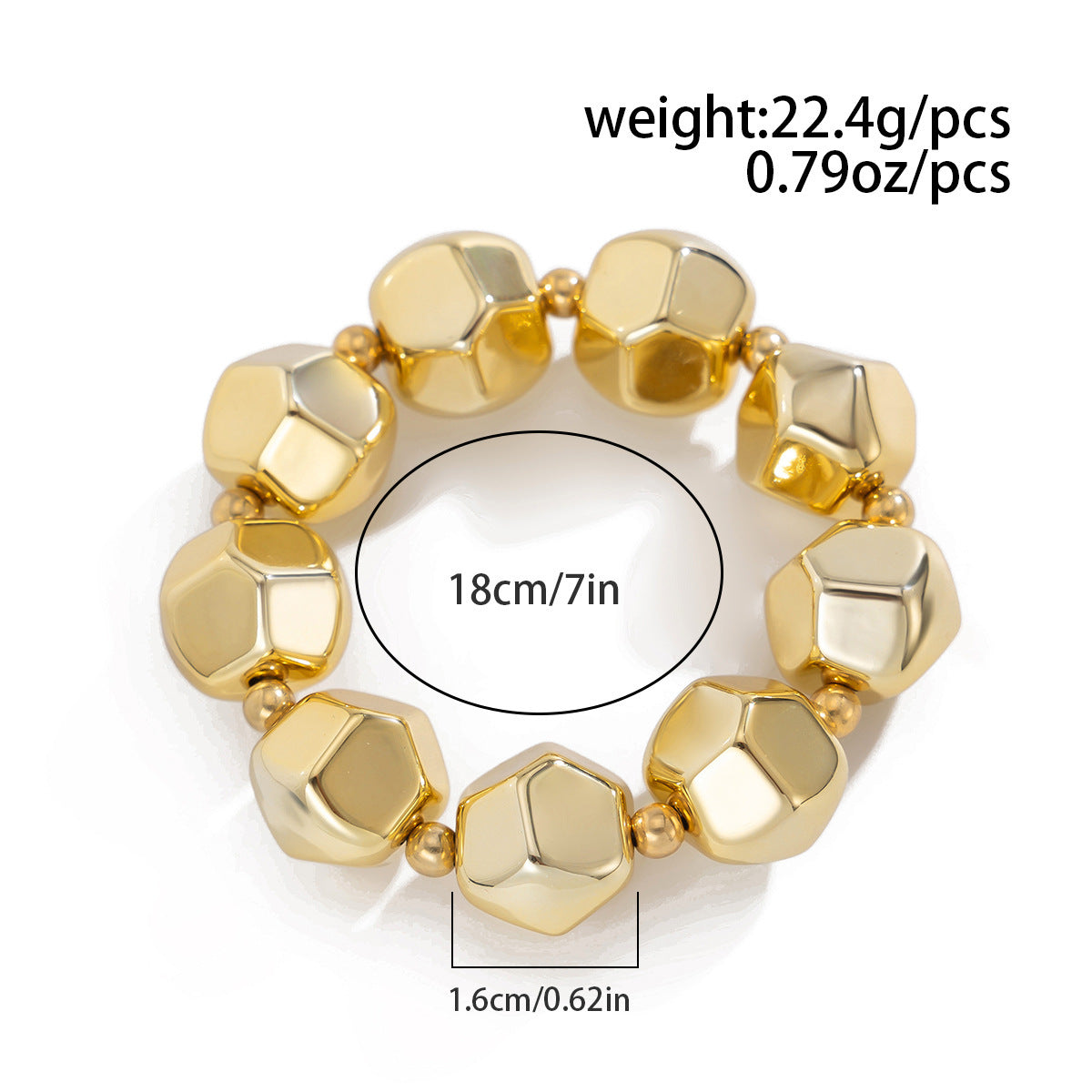 Pulsera de cuentas hexagonal geométrica con baño para mujer