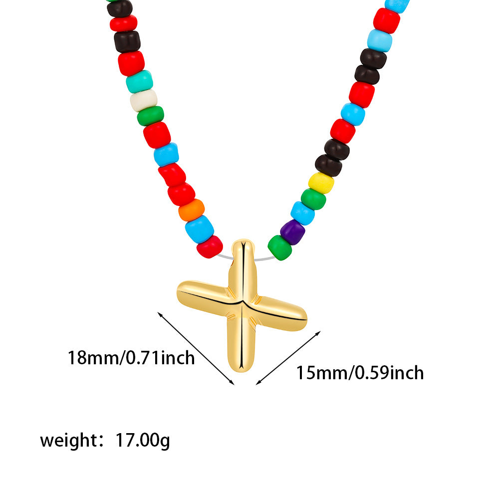 Collana con Lettere Unisex in Acciaio Inossidabile Placcato Oro 18K Casual