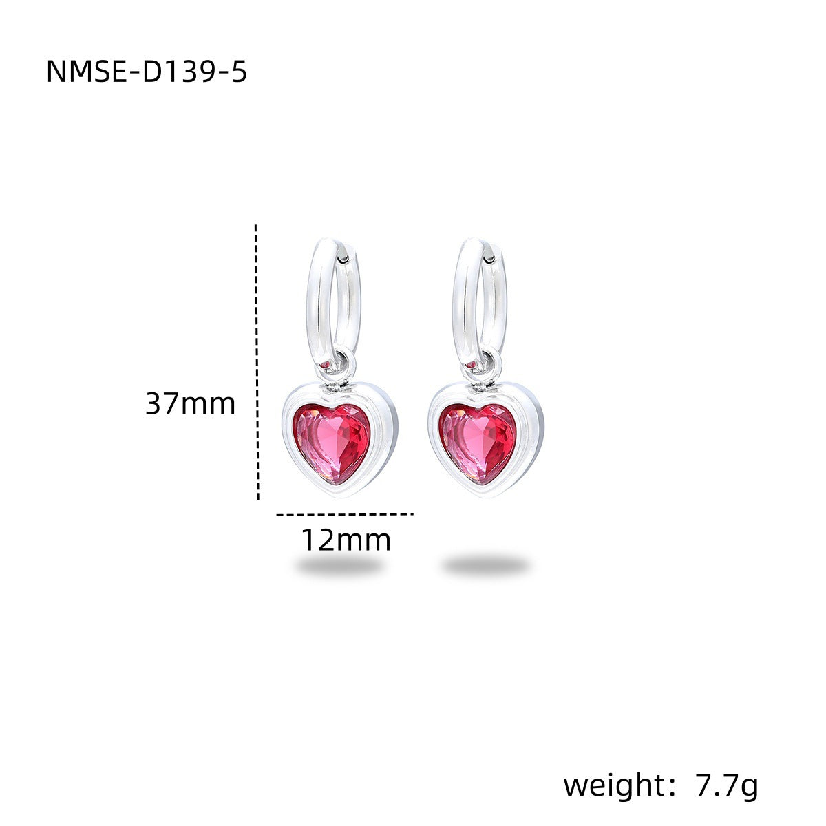 Fashion OL 18K Gold Plated Heart Shape Stainless Steel Earrings with Colorful Rhinestones for Women