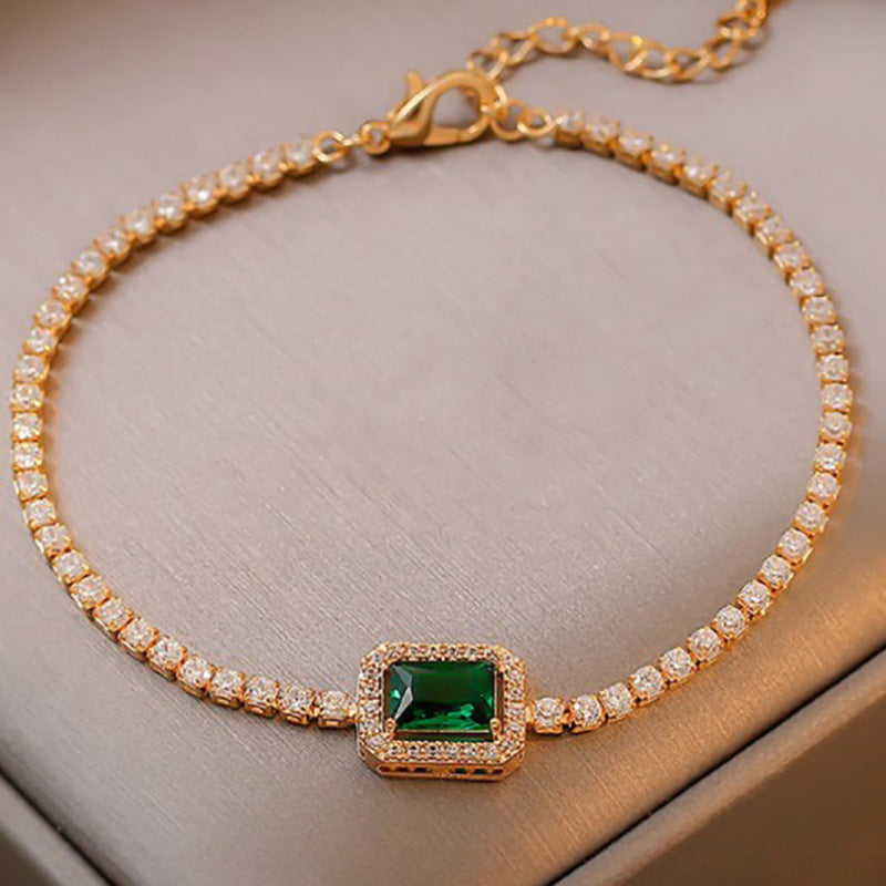 Luxury Elegant Geometric Alloy Plated Bracelet with Cubic Zirconia for Women