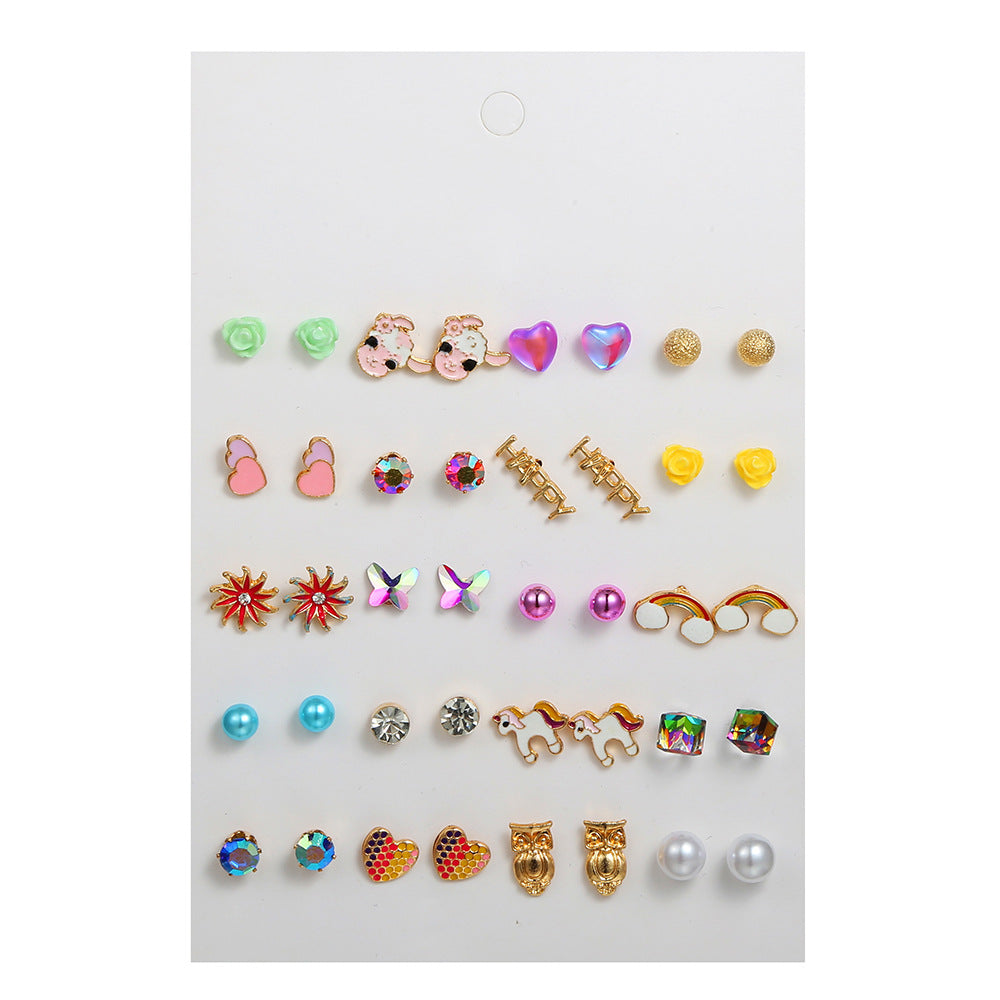 Minimalist Drip Oil Plated Alloy Animal and Fruit Earrings for Women