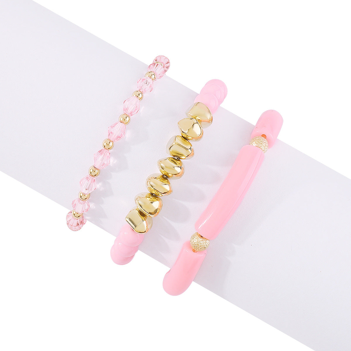 Juego de pulseras trenzadas estilo bohemio minimalista y dulce-dopamina con aleación y cuentas de diseño geométrico