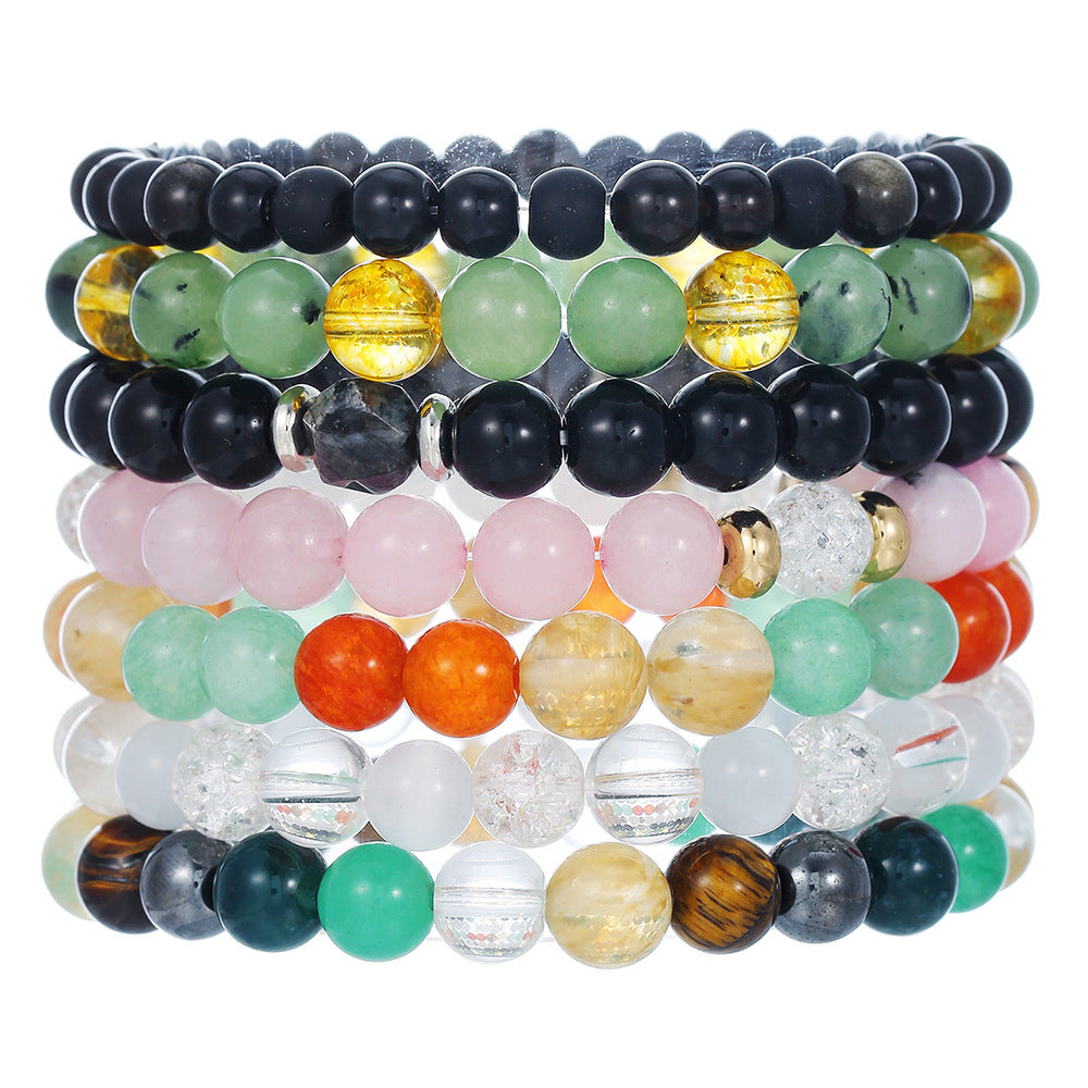 Bohemian Ethnic 8mm Round Natural Stone Stretch Bracelet with Buddha Element