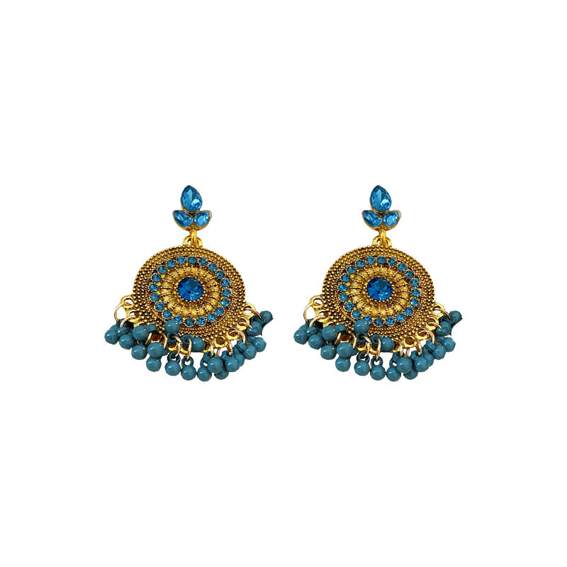 Orecchini Pendenti Geometrici Vintage con Intarsio di Strass e Base in Lega Placcata Oro da Donna