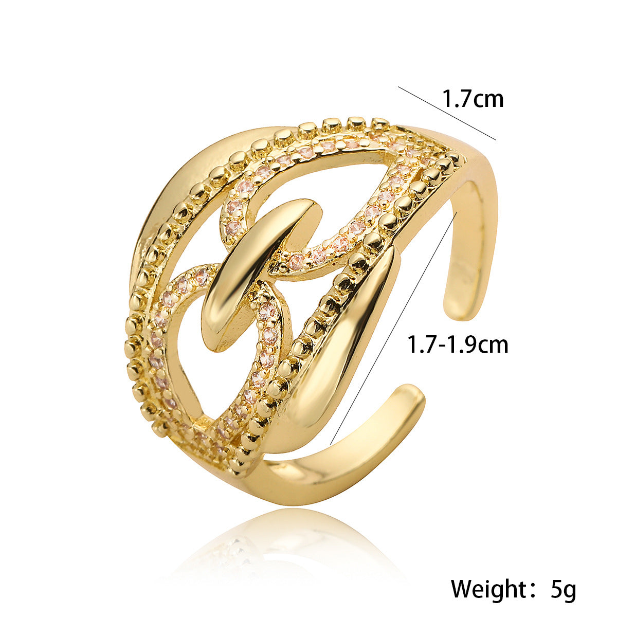 Minimalist Irregular Geometric Hollow-Out Copper Ring for Women with 18K Gold Plating