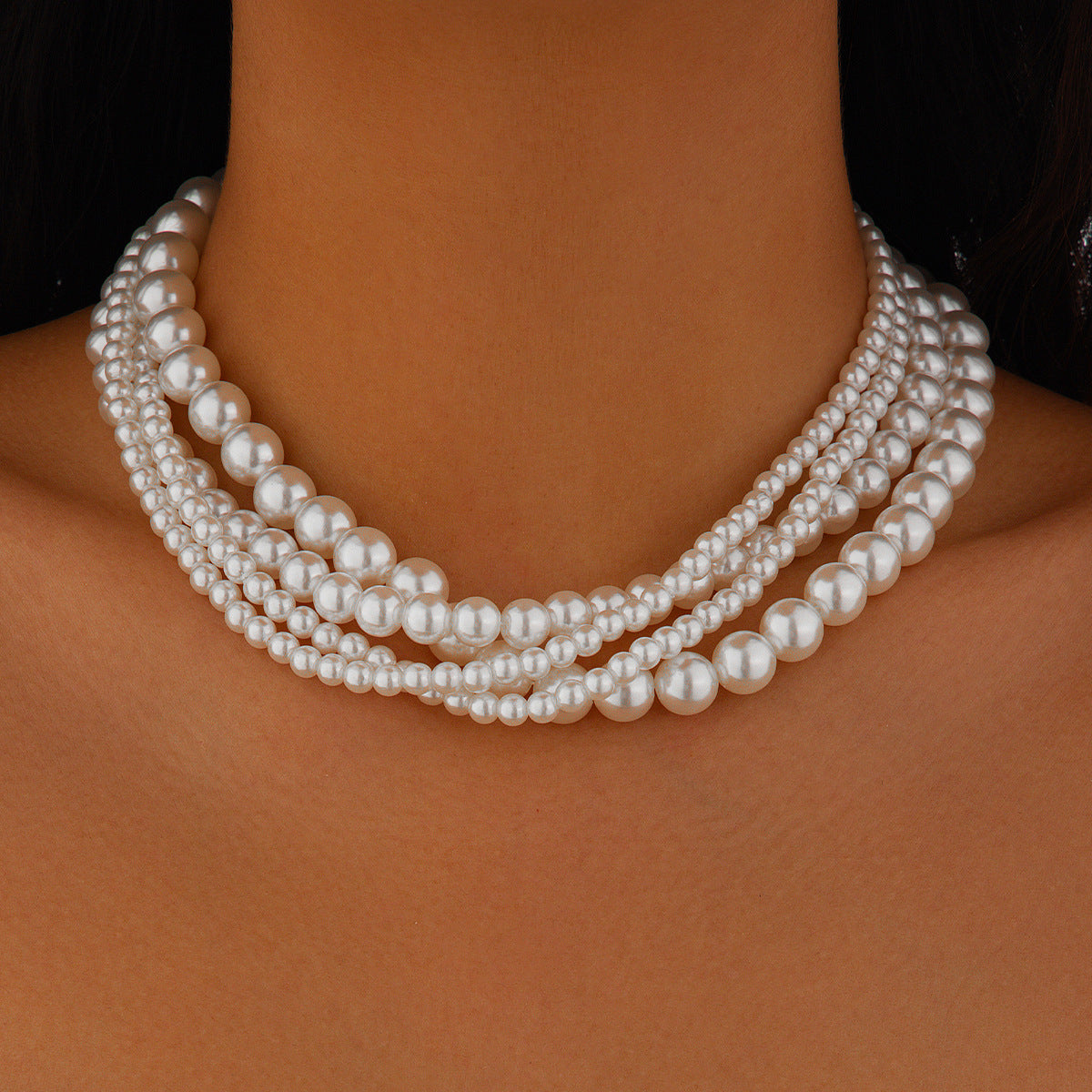 Luxury Elegant Geometric Pearl Beaded Ball Chain Necklace with Tassel DIY Charm Bar for Women