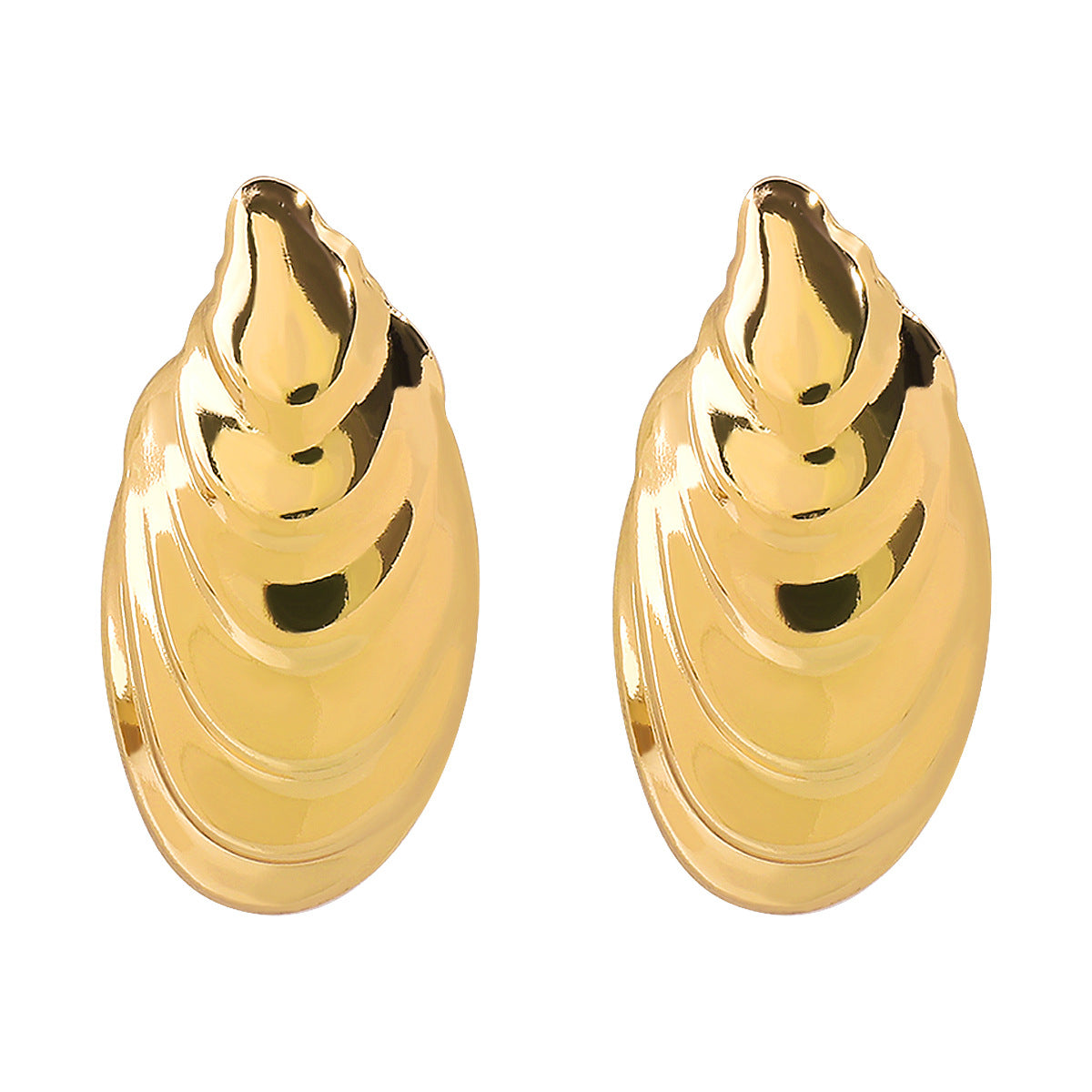 Pendientes geométricos de concha de inspiración vintage para mujer con acabado de hierro galvanizado