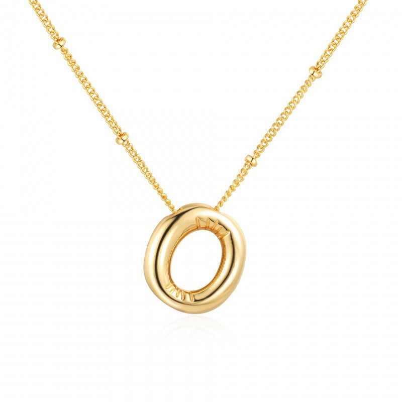 Gold Plated Brass Letter Pendant Necklace for Women