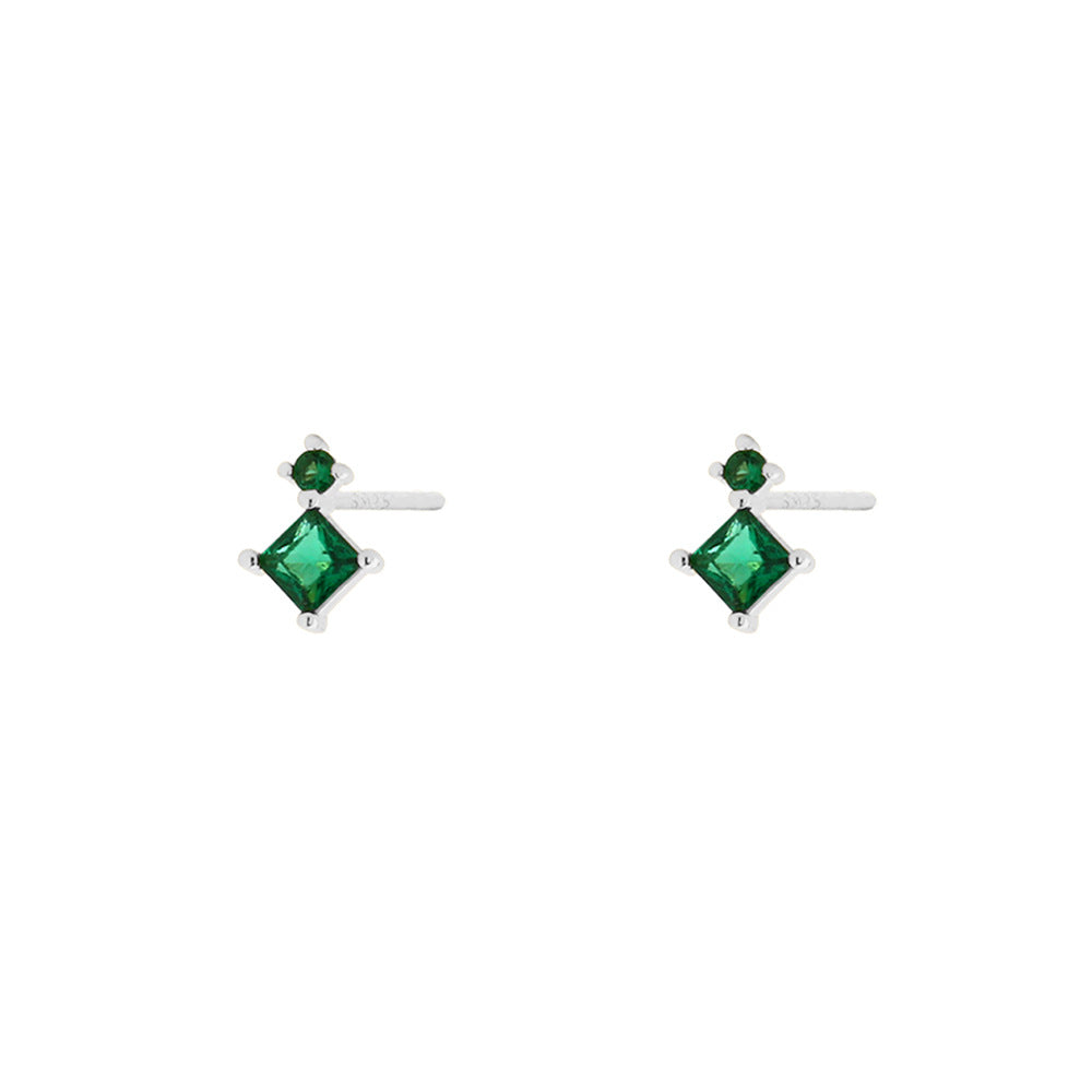 Elegantes Pendientes de Plata de Ley 925 con Forma de Trébol, Esmalte Verde Esmeralda y Detalles de Pedrería para Mujer