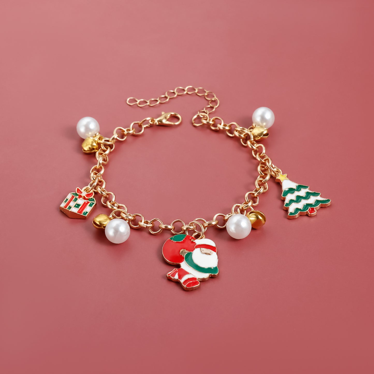 Fashionable Geometric Alloy Christmas Tree and Bell Pendant Choker Necklace for Women with Plated Finish