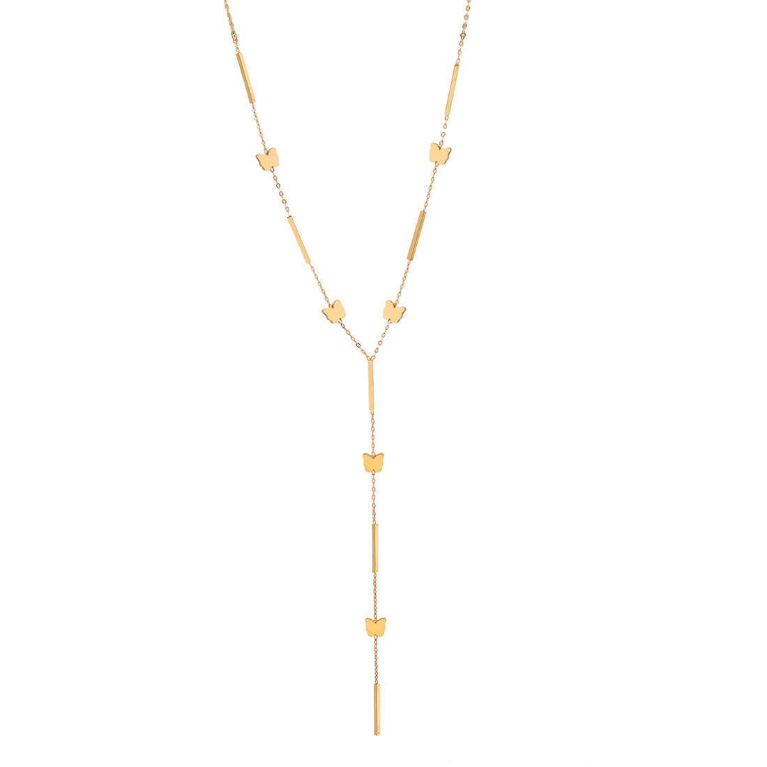 Fashion OL Style Heart-Shaped Stainless Steel Y-Necklace with Plated Finish for Women