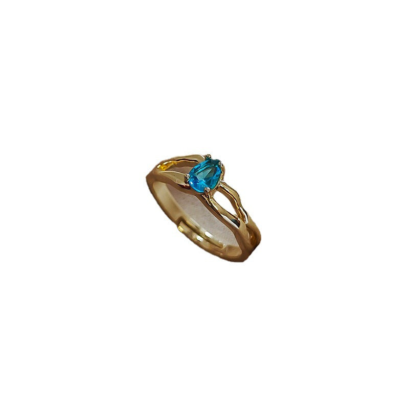 Luxury Minimalist Plated Brass Crown Rhinestone Adjustable Ring for Women